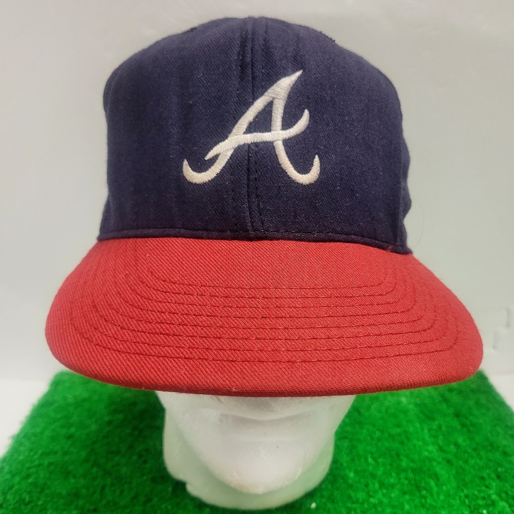 Vtg Atlanta Braves Hat Twin City Knitting 90s Snapback Cap Baseball Stitched USA